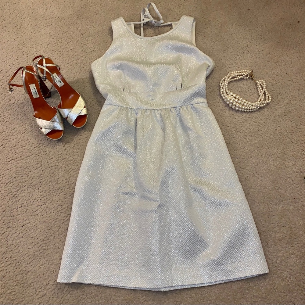 Vintage White Sparkly Cocktail Dress w Pockets! 8 NWT